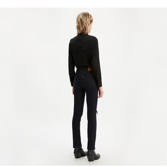 LIKE NEW! Levi’s 501 Skinny with Knee Rips - Wild Bunch Black - Picture 4 of 16